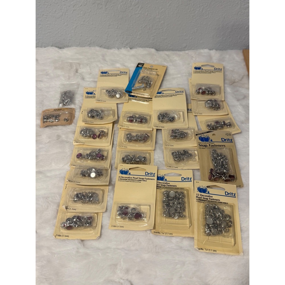 lot 20+ Dritz Decorative Pearl Snap Fasteners Lot 7/16" Red White Purple Western